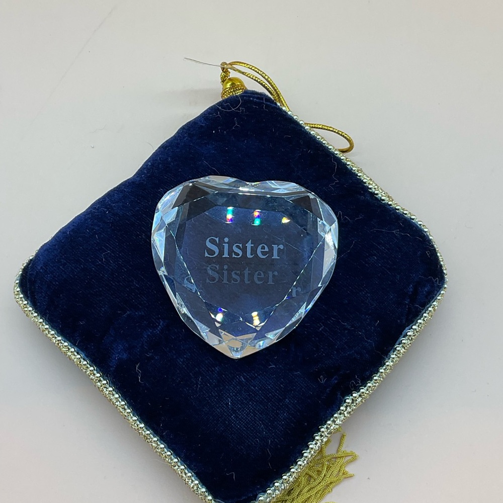 Sister  Heart Glass Crystal